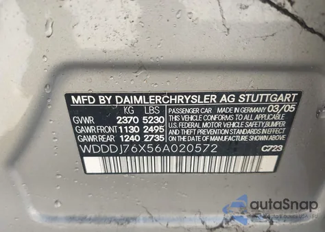 2006 Mercedes-Benz Cls 55 Amg z USA, uszkodzony, nr VIN WDDDJ76X56A020572